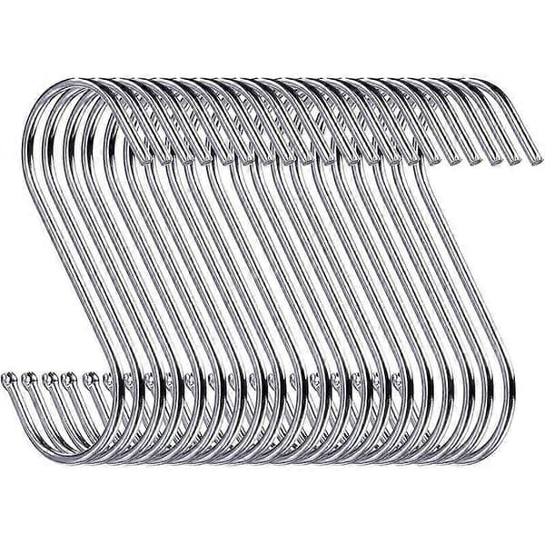 50-pack S-krokar, 9 cm hängkrokar, klädkrokar, galgar (silver)