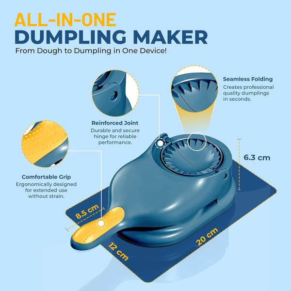 2-i-1 Dumpling Maker Press, Dumpling Skin Maker Maskin, Multifunksjonell DIY Manuell Empanada Press, Blå (FMY)[J] Blue