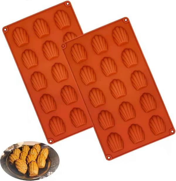 Sæt med 2 mini madeleineforme, silikone madeleine kageform, 15 hullers madeleine bageform [XR][J]