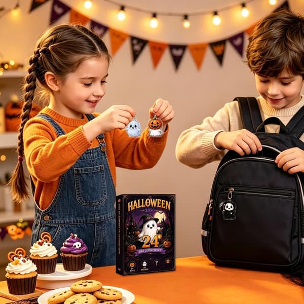 Nedräkningskalender för Halloween 2026 (24 dagar) – Bedårande rumsdekoration i adventskalenderstil (J)
