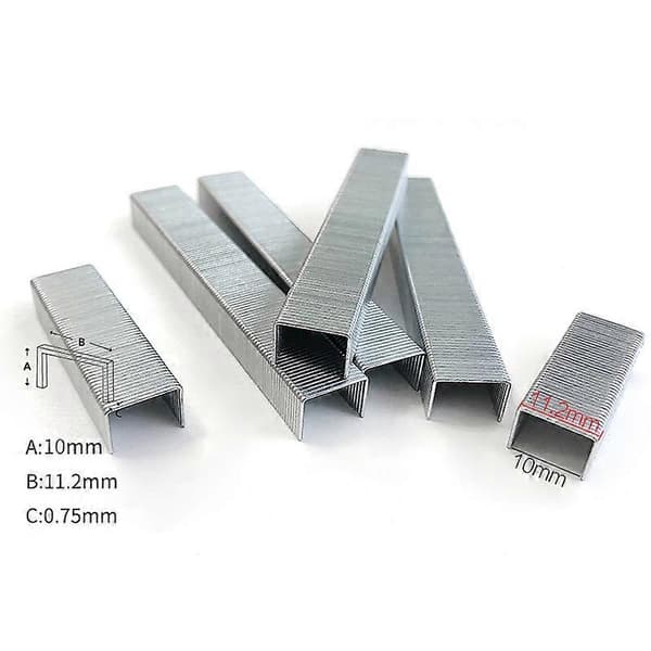 Förpackning med 2000 häftklamrar - Längd: 10 mm - Bredd: 11,2 mm - Mått: 10/11,2 mm -[J]