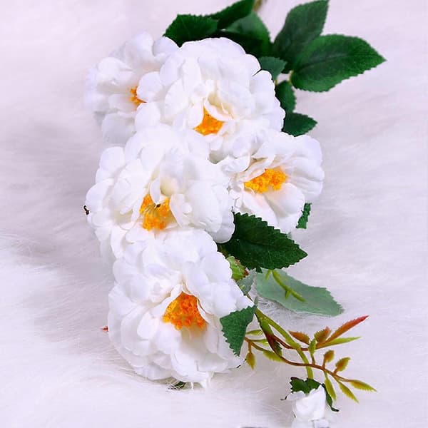 7 Hoveder Kunstig Blomst Simulation Blomsterbuket Til Boligindretning (Hvid)