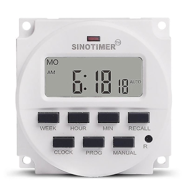 Sinotimer 15,98 tommer LCD digital timer 12V DC 7 dager programmerbar timer Tm618n-4 mai.5
