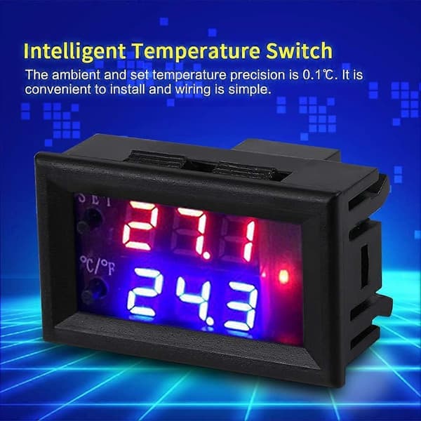 Digital Termostat 12V DC Temperaturregulator med Sensor, -50 til 110°C