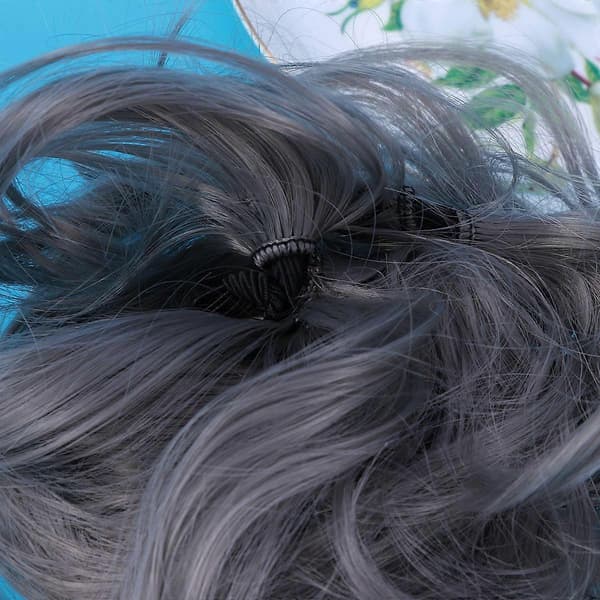 Silver Elastisk Hårband Hårförlängning Hårknut för Dammode[J]