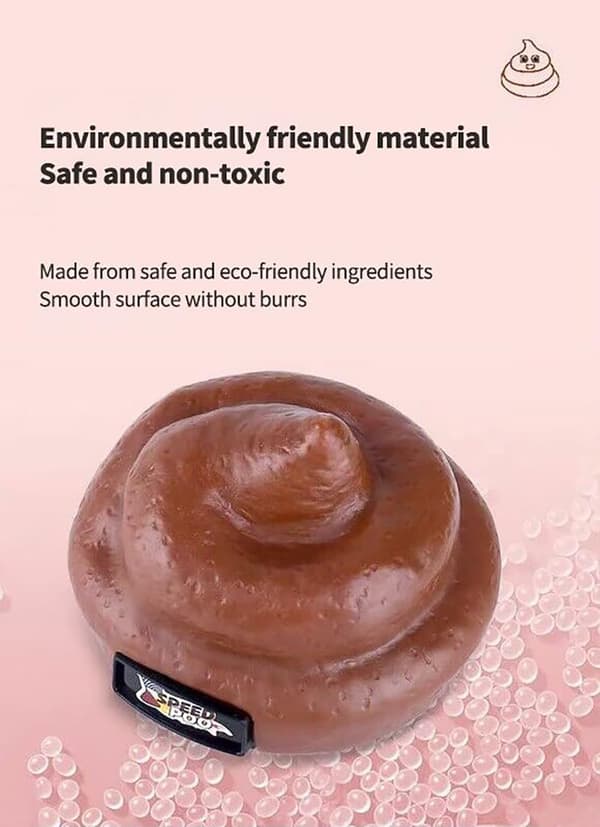 Fjernstyret lortebil, sjovt practical joke-element, simuleret lorte legetøj med roterende pruttelyd, rekvisitter til aprilsnar og fester