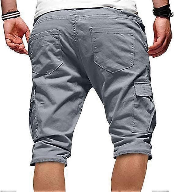 Cargo-shorts til mænd, afslappede sommer-shorts til mænd, afslappede patchwork-lommer, overalls, sports-værktøjsshorts [J]