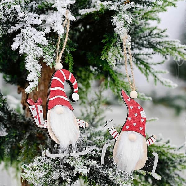 4st/set Trä Jul Svensk Tomte för Dockprydnader Hängande Julgransleksak Semesterfestinredning Barnpresent Multi[J] Multi