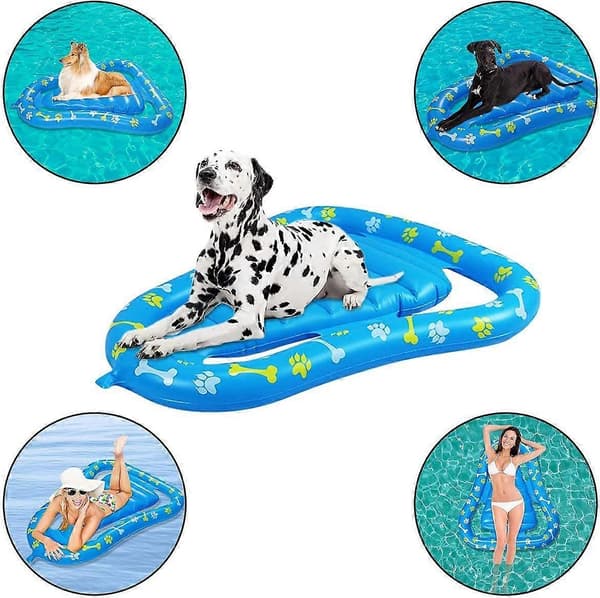 Oppustelig pool-flyder til hund og kat, oppustelig tør-tur hvalpepote-flåde til kæledyrssvømning (47,2 x 36,2 tommer)[J]