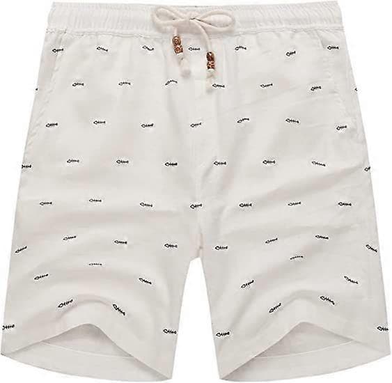 Linshorts for menn Uformell elastisk midje snøring Sommerstrandshorts