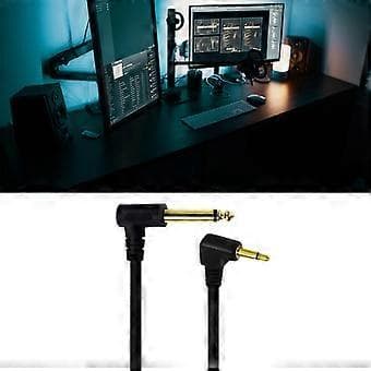 Forgyldt 3,5 mm til 6,35 mm adapter Aux-kabel, 1,8 m lang, han til han