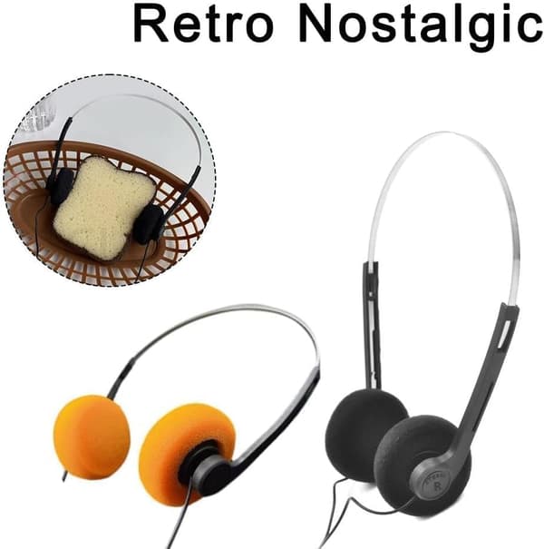Retro Over-Ear Hovedtelefoner, Mini Stereo Letvægts Hovedtelefoner med Ledning, Sort