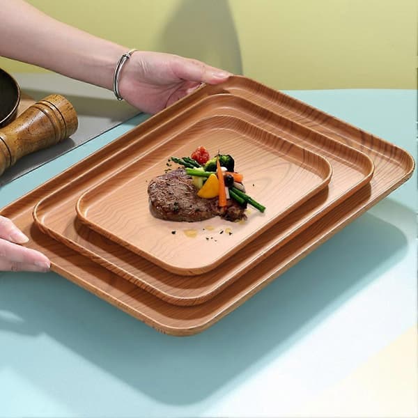Rustik serveringsbräda i plast Lätt serveringsbricka för hem och bar[J] Dark M