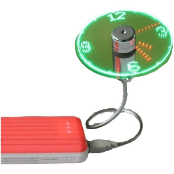 Mini USB klockfläkt. Flexibel svanhals LED-klockfläkt med tidsvisning via USB.[J]