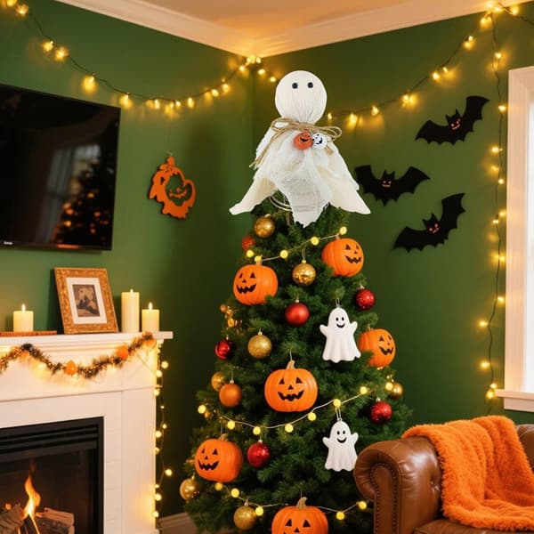 Miniatyr spøkelse Halloween tredekorasjon - Festlig juletrepynt (J)