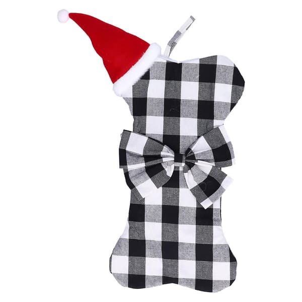 Julgransdekorationer Polyester Rutmönster Julhängande Strumpa Hänge Barn Presentpåse[J] Black White