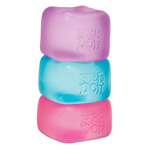 Schylling Nice Cube NeeDoh Stressboll - Sensoriska leksaker, ångest- och stresslindring Ice Blue