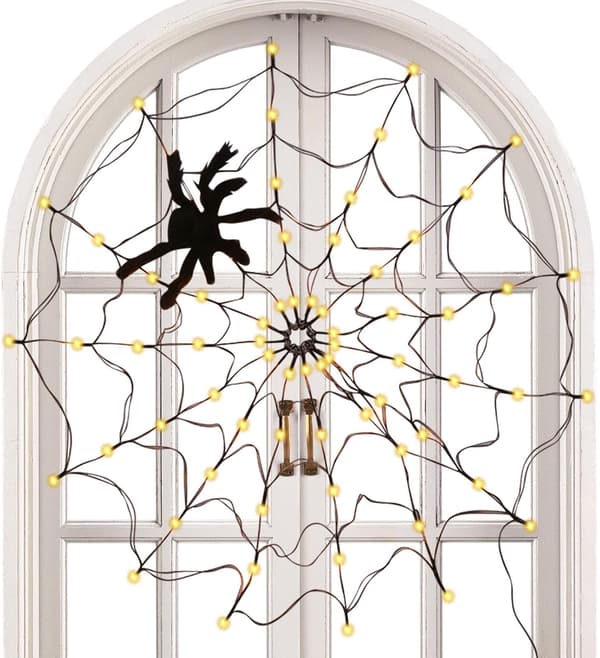 Vanntett Lysende Spindelvevdekorasjon 120 cm Halloweenfestutstyr (JJ)
