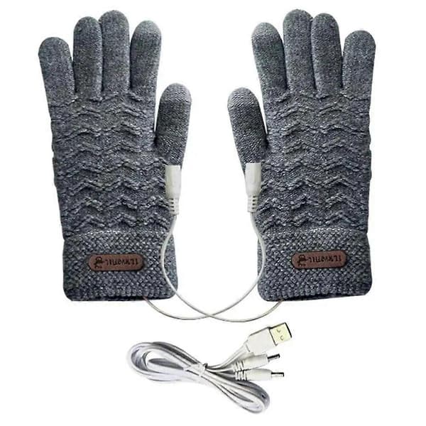 Vinter Full Finger Strikkede Varmhansker 45°C USB Oppladbart Termisk Utstyr for Kvinner