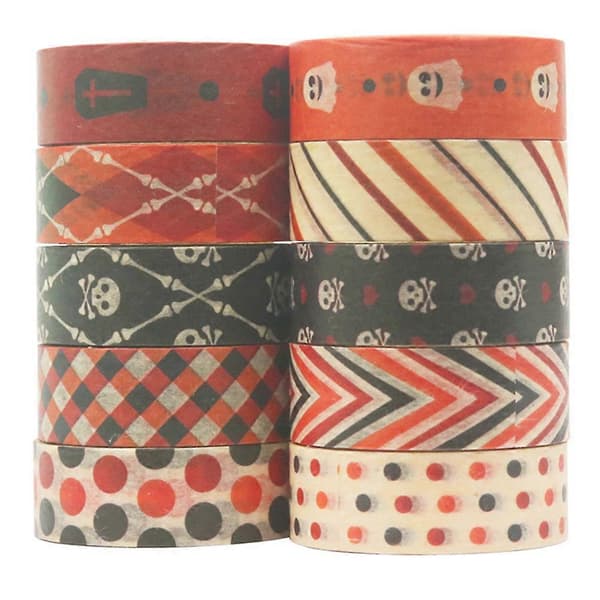 Washi-teip 10 ruller dekorative papirteip for Halloween DIY gaveinnpakning