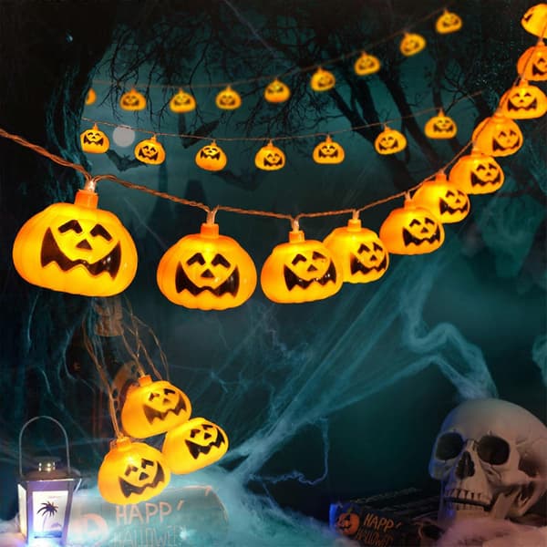 Lysende Gresskarlykt Lyslenke 2,5M 20 Lys Halloween Dekor