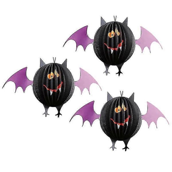 3 stk. papirlanterner til Halloween-dekorasjon