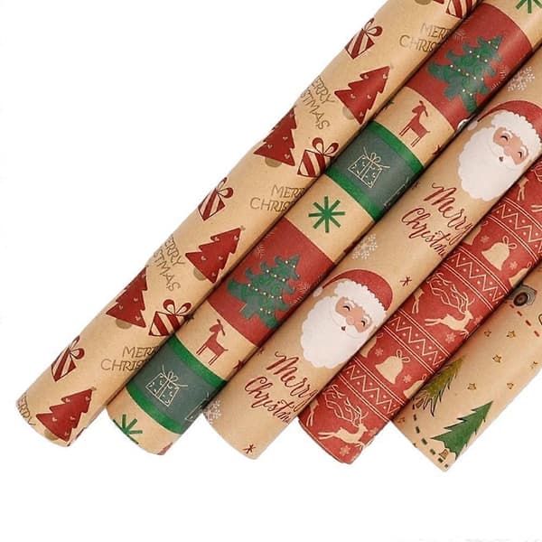 300 cm julklappspapper älg jultomte presentförpackning snöflinga färgglatt julkonst kraftpapper julklapp [J]