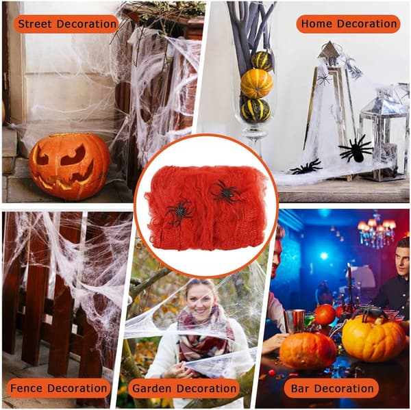 Halloween gotisk spindelvev (10*15 cm), sterk vedheft, realistisk og multifunksjonelt festtilbehør (J)