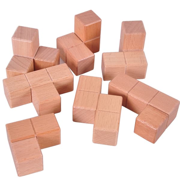 Träkub - logiikkapeli - giljotiinilogiikkapeli - 3D