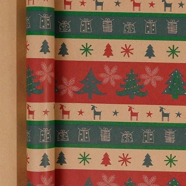 300 cm julklappspapper älg jultomte presentförpackning snöflinga färgglatt julkonst kraftpapper julklapp [J]