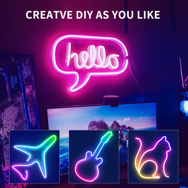 LED-strips Fleksibel Neon Tau Belysning, med Fjernkontroll og APP-styring (2 meter)