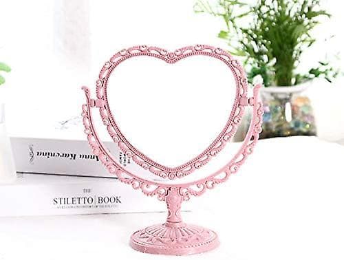 Hjerteformet bærbart drejeligt makeupspejl Pink Heart-shaped