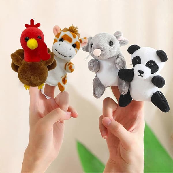 Børn 2x Plysdyr Fingerdukker Mini Bløde Figurer Interaktive Legetøj