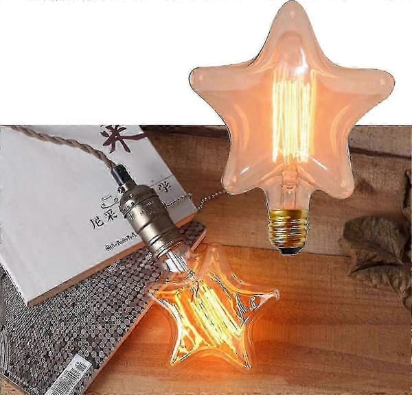 Edison Lampe Retro Glødelampe E27 I Stjerneform (2700k Varmhvit) Hy JKW[J]