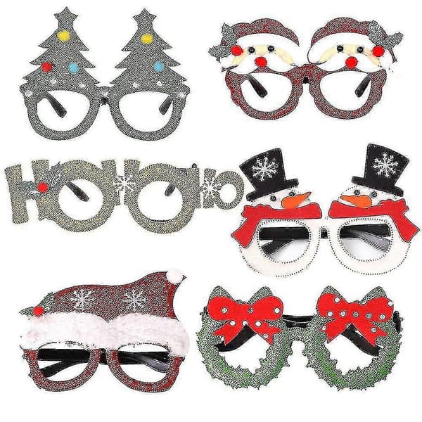 4 stk julebriller dekorasjon festutstyr red santa hat long glasses