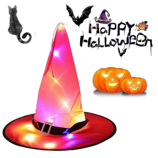 Lysende Heksehatt til Halloween-10[J] red