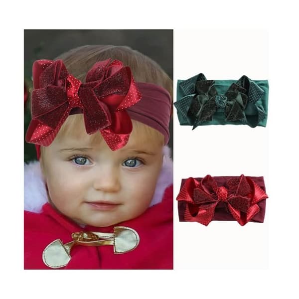 Babyflickans pannband - Ej specificerat - Jul - Röd - Elastisk - Mjuk och söt[J] Red, glitter