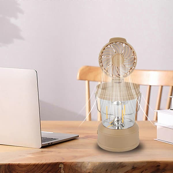 Udendørs Multifunktionel Solcelleopladelig Ventilator LED Campinglys Lommelygte FAN0927