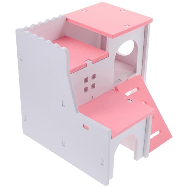 Hamstergjemmested Hus Rosa PVC for Små Kjæledyr Hamstere Gjemmested Hus Lekeplattform[J]