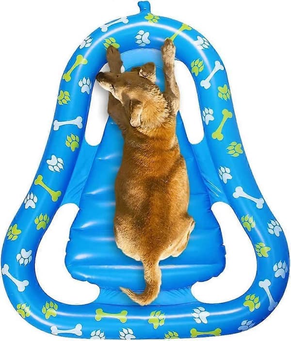 Oppustelig pool-flyder til hund og kat, oppustelig tør-tur hvalpepote-flåde til kæledyrssvømning (47,2 x 36,2 tommer)[J]