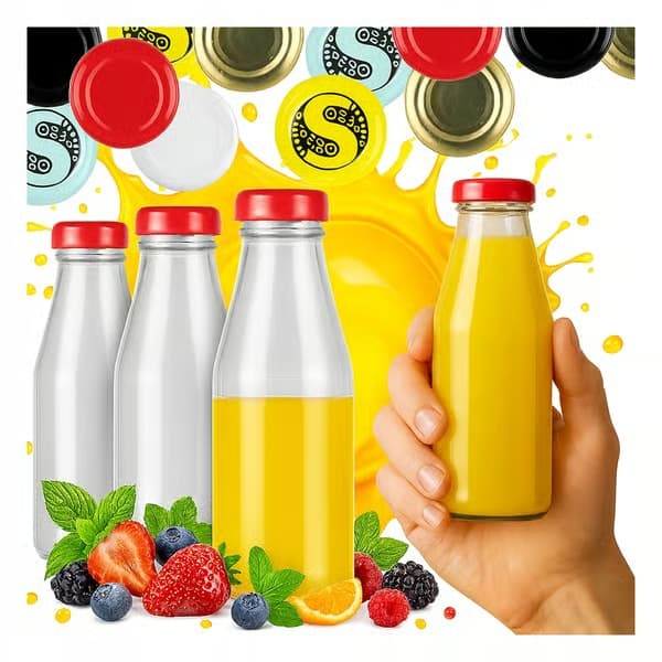 10x Juiceflaskor JUICE 200ml GLASFLASKA för juice med skruvlock 0,2l