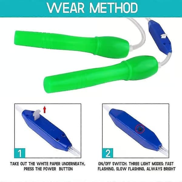 2-pack LED-hopprep justerbar längd 3 ljuslägen snabbhoppning