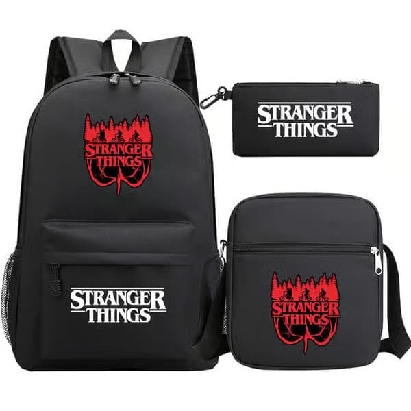 Stranger Things Ryggsäck 3-delars set Student Skolväska Canvasväska