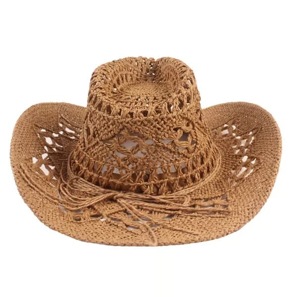 Cowboyhatt i halm, ihålig solhatt med bred brätte Khaki