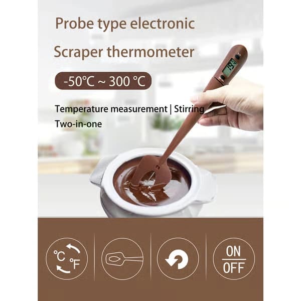 Digital stekspadstermometer för matlagning och bakning, brun