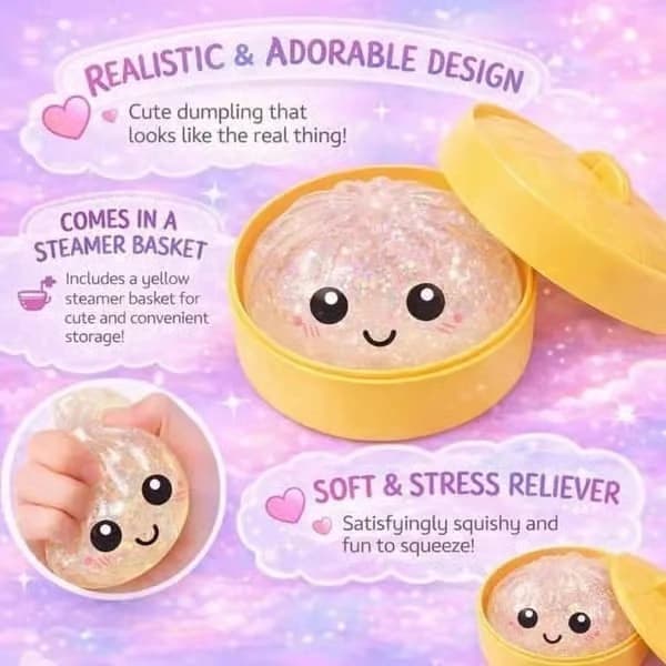 12-pack glitter-squishies med ångbox - Dumplingformad stressboll - Sensorisk klämleksak för barn och vuxna