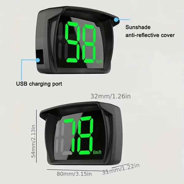 Bil GPS Digital Hastighetsmätare HUD Plug and Play KMH MPH Stor Display Universal