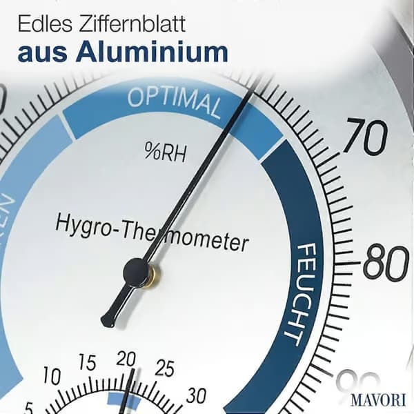 Analog hygrometer och termometer för inomhusbruk - Hygrometer och rumstermometer i rostfritt stål