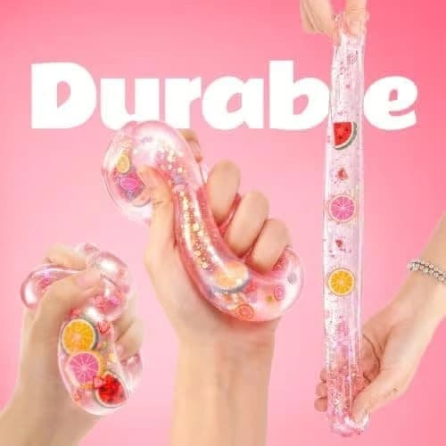 Flaska Squishy Leksak, Långsamt Stigande Stressbollar, Fyllda med Fruktskivor och Glitter, Nyhet Sensoriska Leksaker, Kontor Klassrum Green