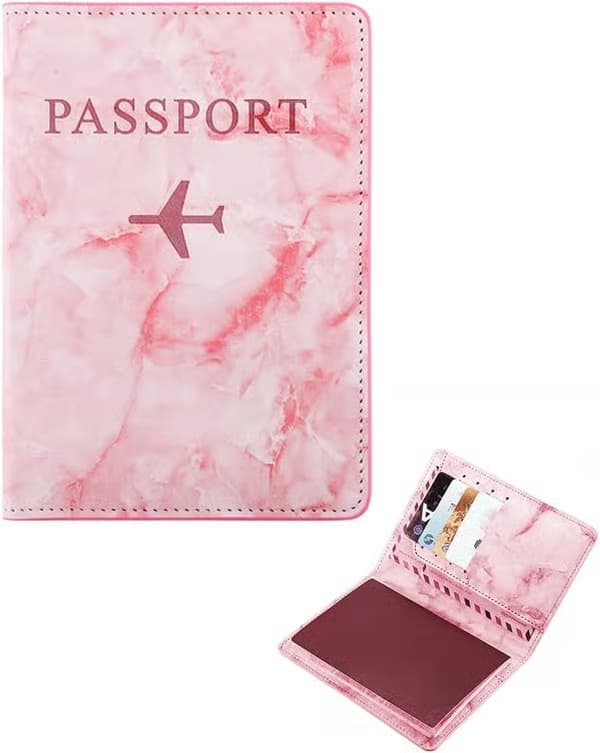 Passfodral, Passomslag, Passfodral med RFID-skydd, Passhållare för kvinnor och män (Rosa)